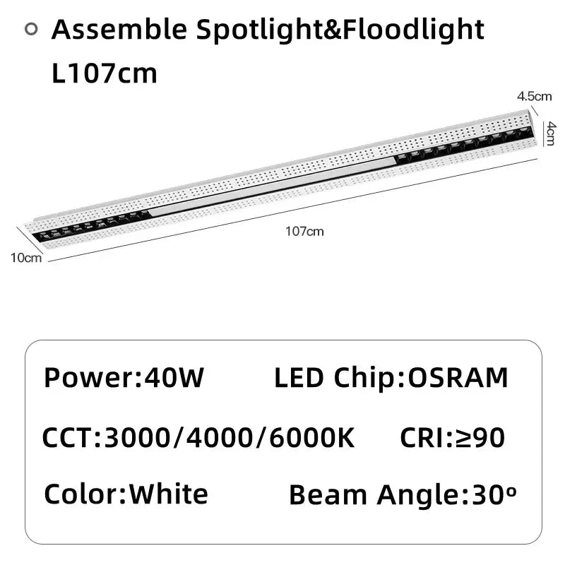 Modern silver and black led magnetic downlight living room linear spot