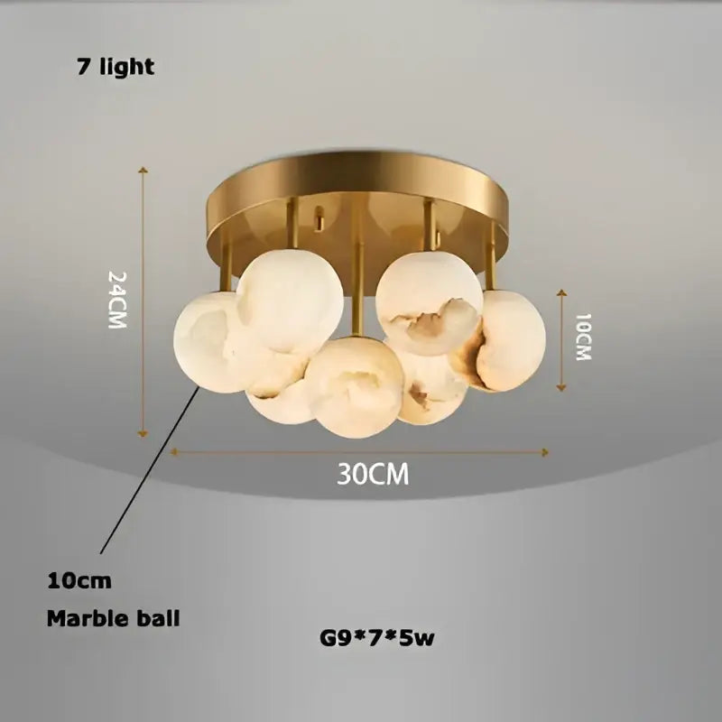 Modern brass led marble balls chandelier dining room pendant light
