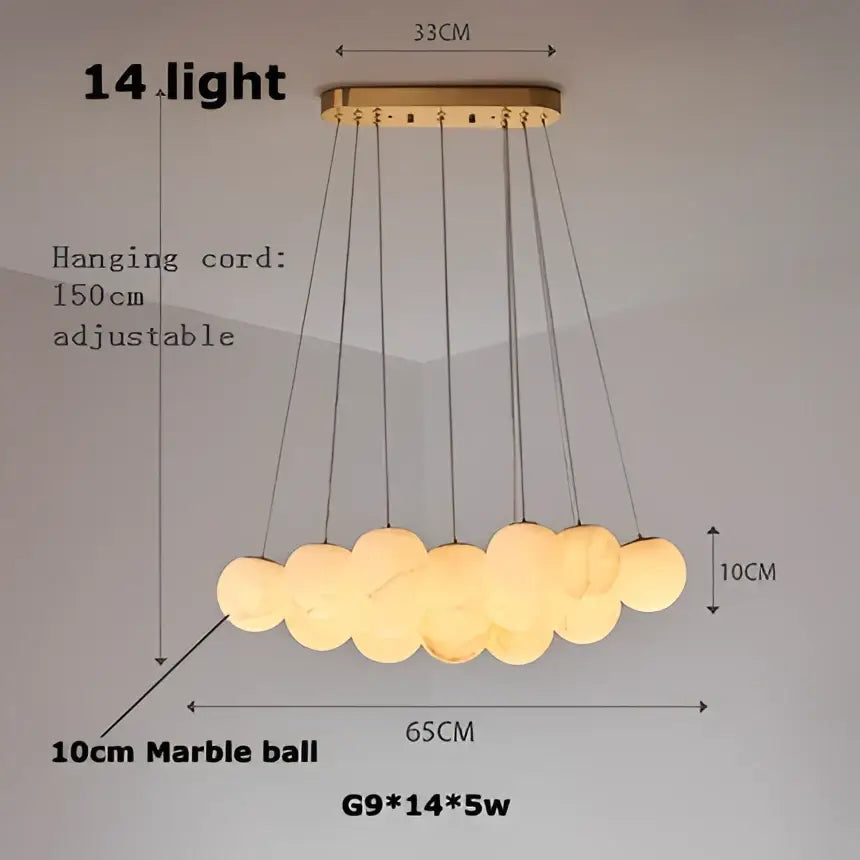 Modern brass led marble balls chandelier dining room pendant light