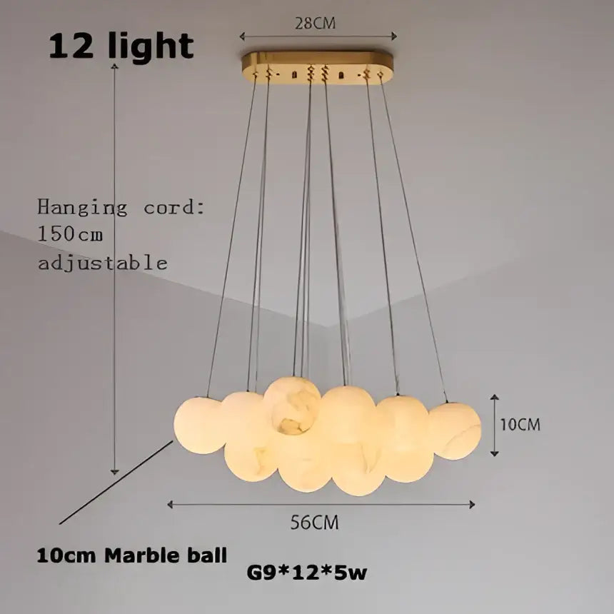 Modern brass led marble balls chandelier dining room pendant light