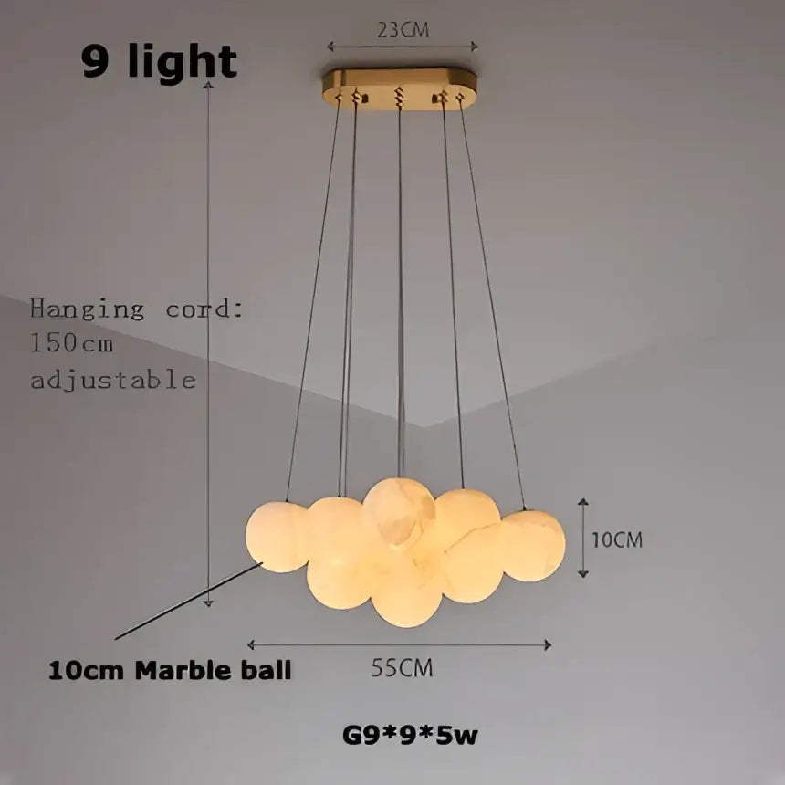 Modern brass led marble balls chandelier dining room pendant light