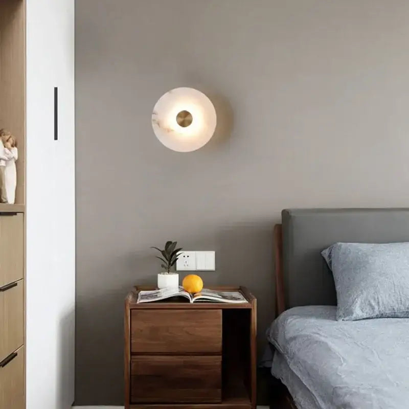 Modern art deco led marble brass wall sconce for parlor