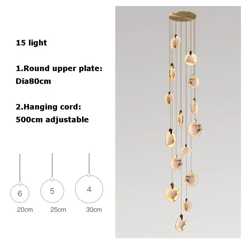 Modern led marble gold chandelier for living room