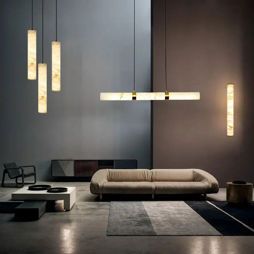 Modern white alabaster led marble hanging lamps for dining room