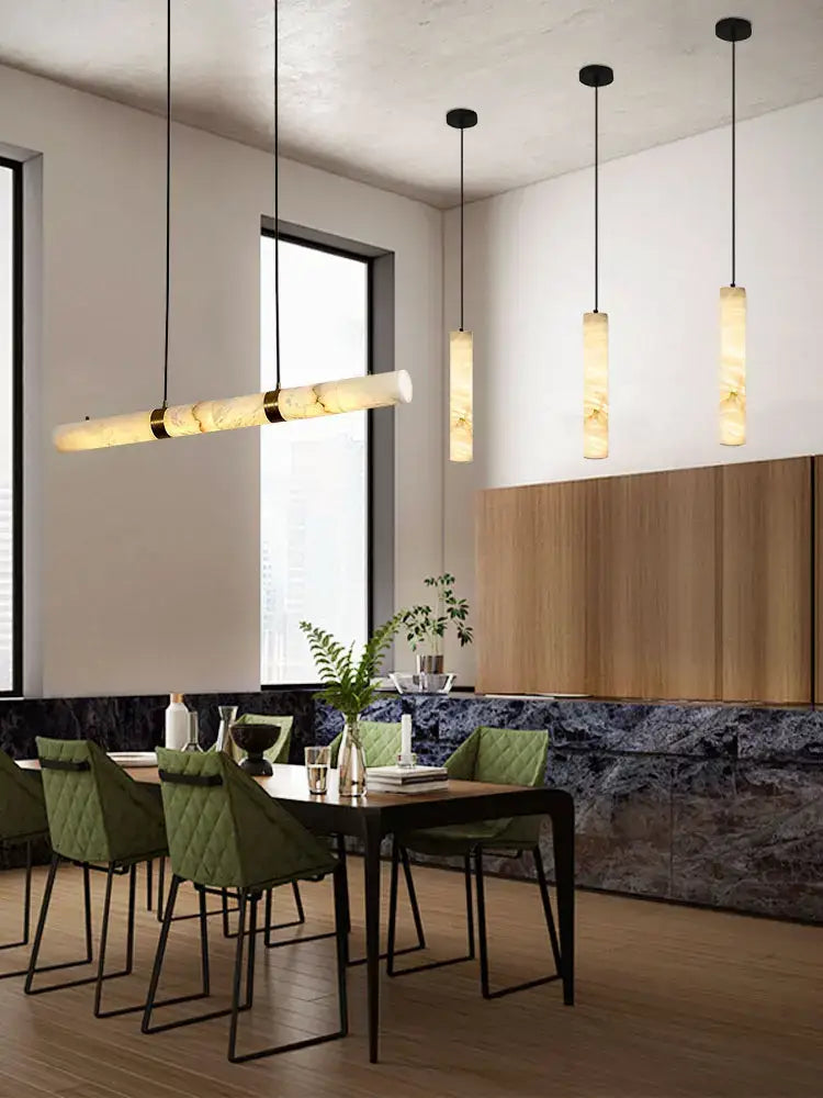 Modern white alabaster led marble hanging lamps for dining room