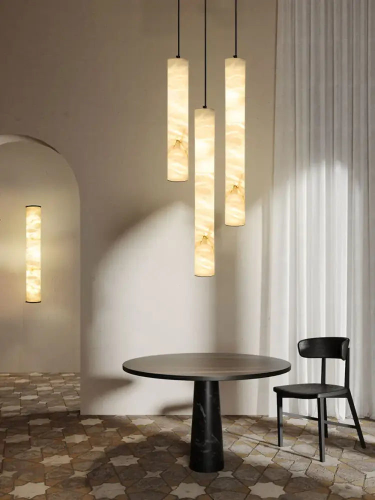 Modern white alabaster led marble hanging lamps for dining room
