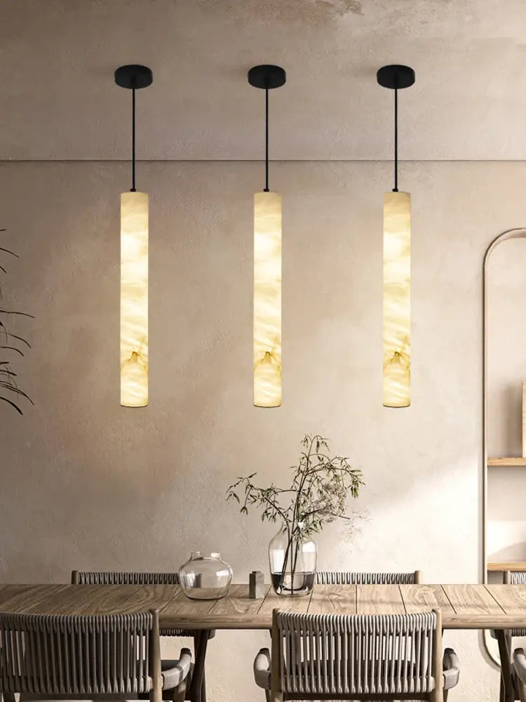 Modern white alabaster led marble hanging lamps for dining room