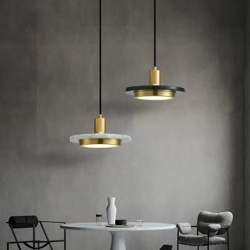 Modern black & white marble led pendant lamp for dining room