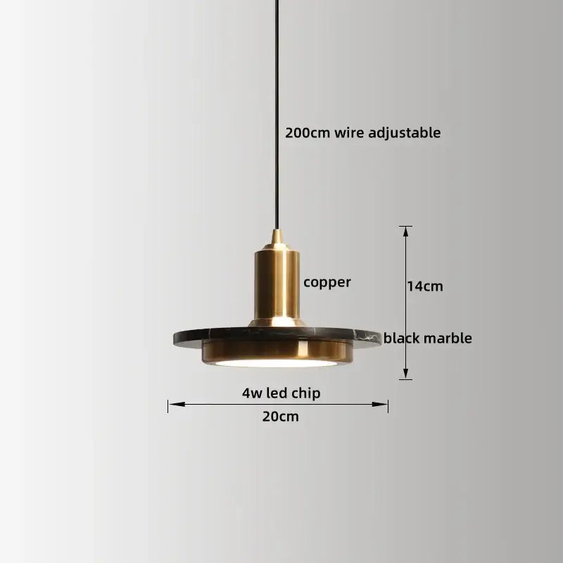 Modern black & white marble led pendant lamp for dining room