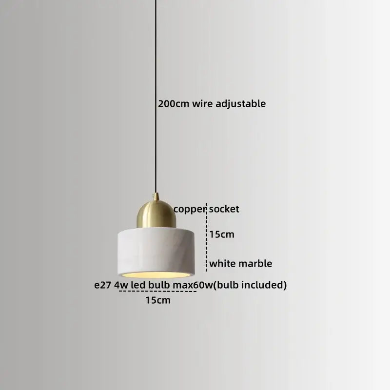 Modern black & white marble led pendant lamp for dining room