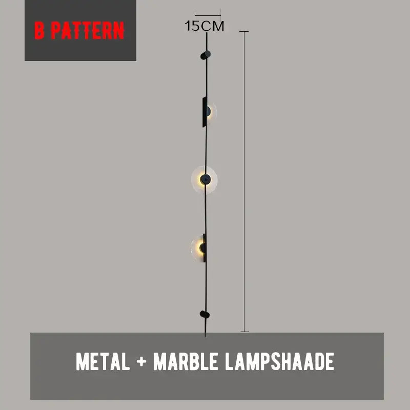 Minimalist black metal led marble wall lights living room sconces