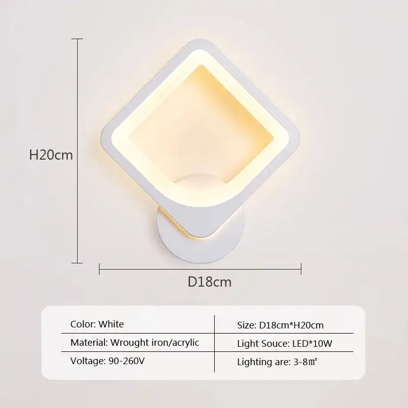 Modern black & white led metal acrylic wall light bedroom sconce