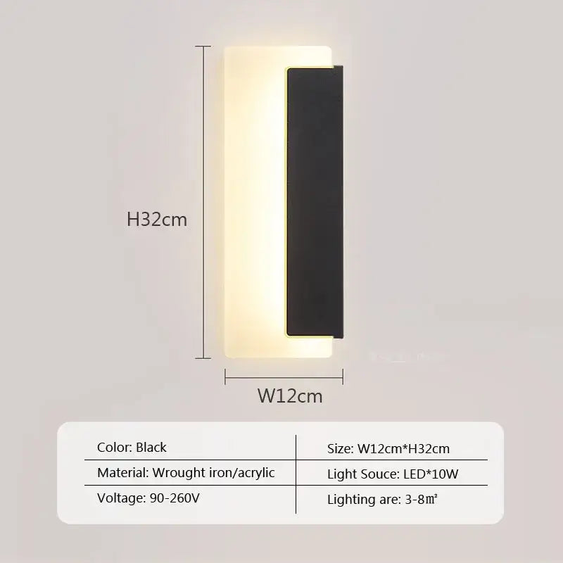 Modern black & white led metal acrylic wall light bedroom sconce