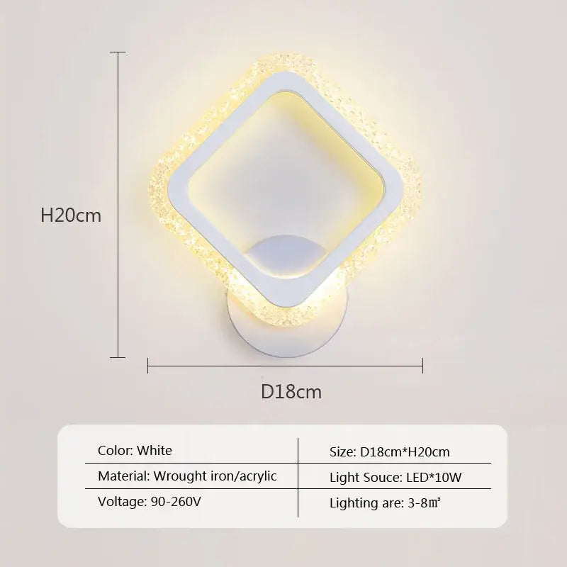 Modern black & white led metal acrylic wall light bedroom sconce