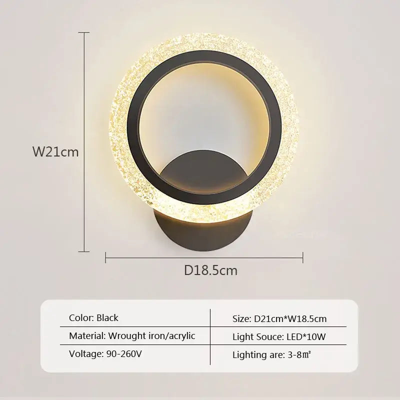 Modern black & white led metal acrylic wall light bedroom sconce