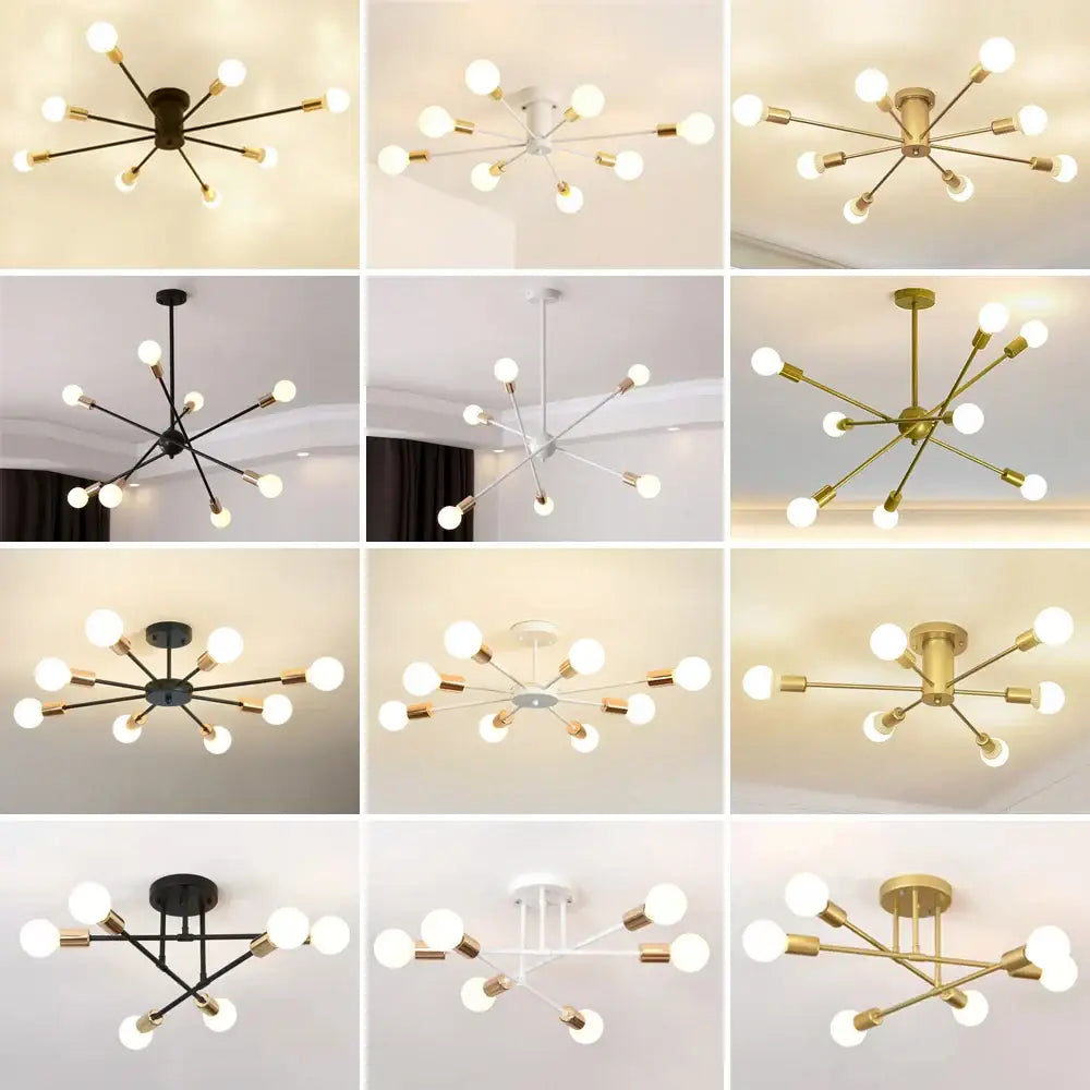 Modern starburst led metal chandeliers living room ceiling light