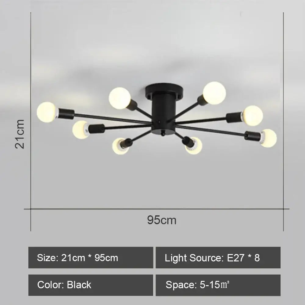 Modern starburst led metal chandeliers living room ceiling light