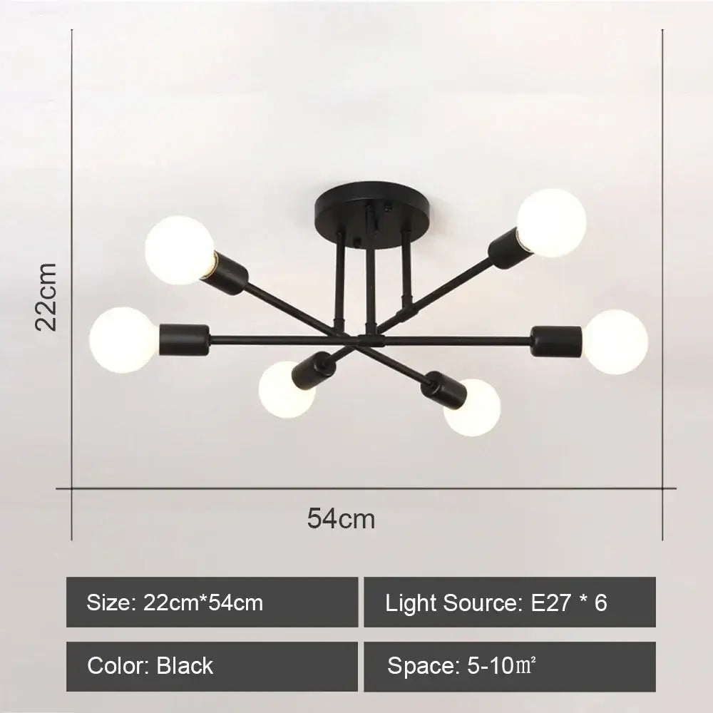 Modern starburst led metal chandeliers living room ceiling light