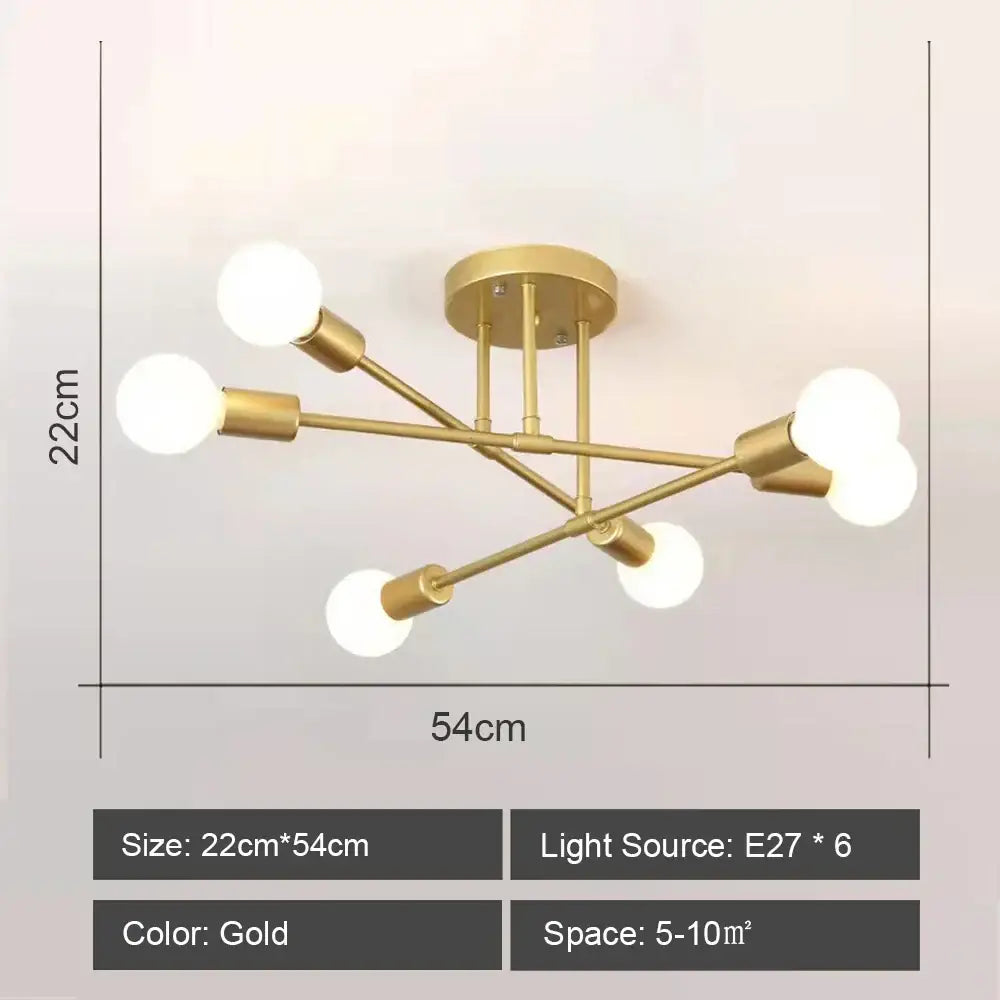 Modern starburst led metal chandeliers living room ceiling light