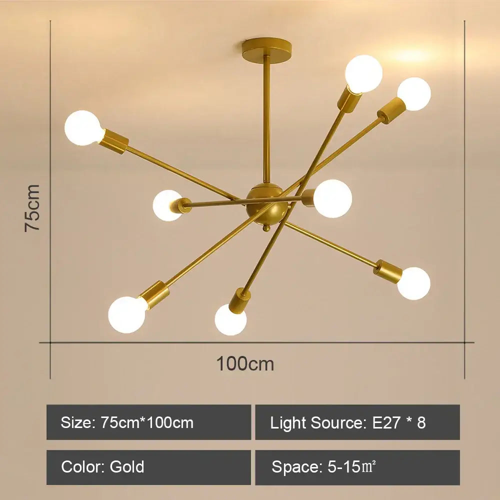 Modern starburst led metal chandeliers living room ceiling light