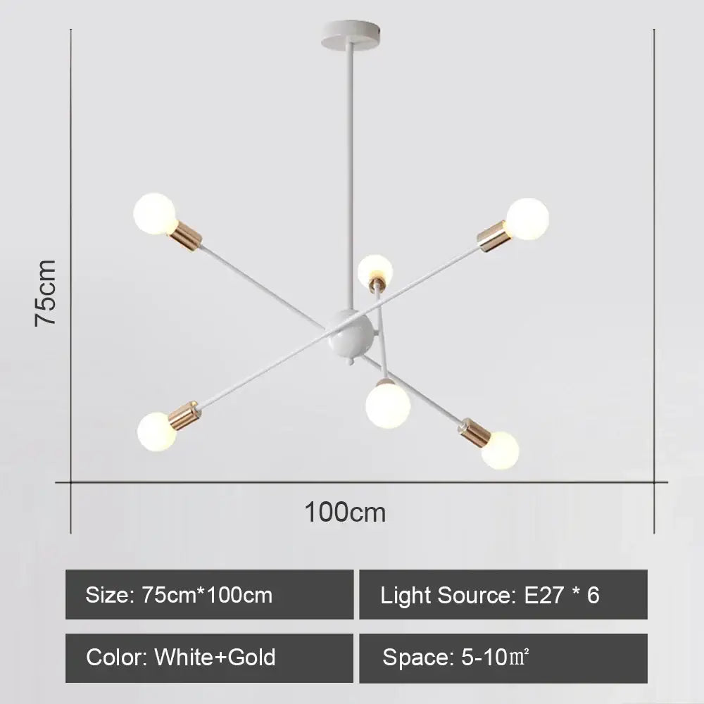 Modern starburst led metal chandeliers living room ceiling light