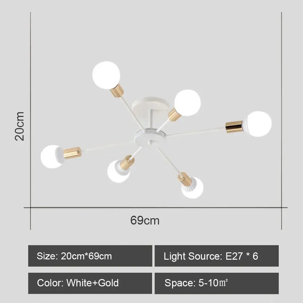 Modern starburst led metal chandeliers living room ceiling light