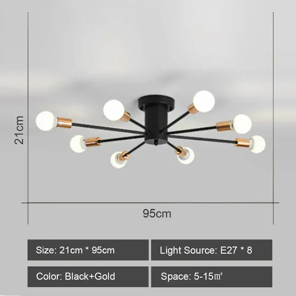 Modern starburst led metal chandeliers living room ceiling light