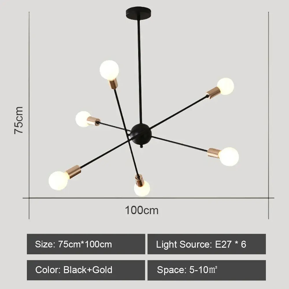 Modern starburst led metal chandeliers living room ceiling light