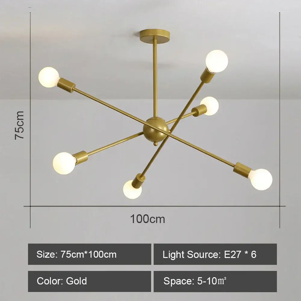 Modern starburst led metal chandeliers living room ceiling light