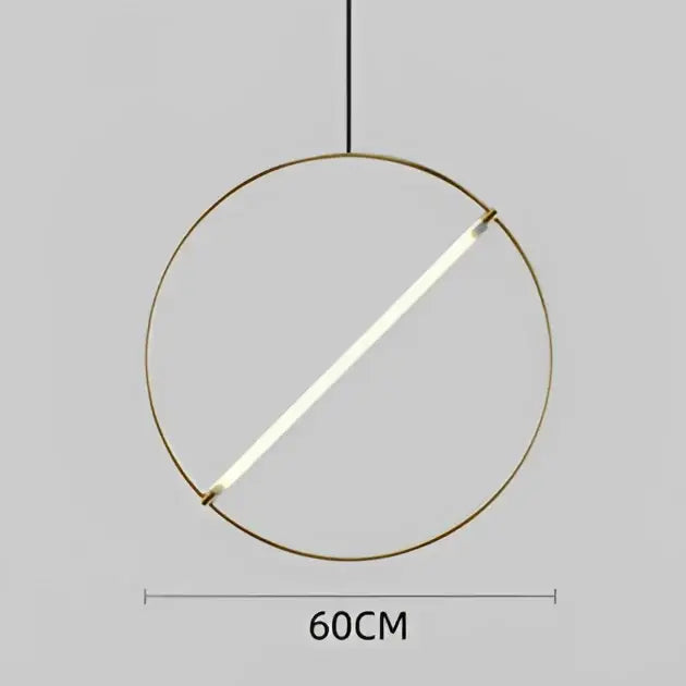 Minimalist gold circular metal pendant light for dining room