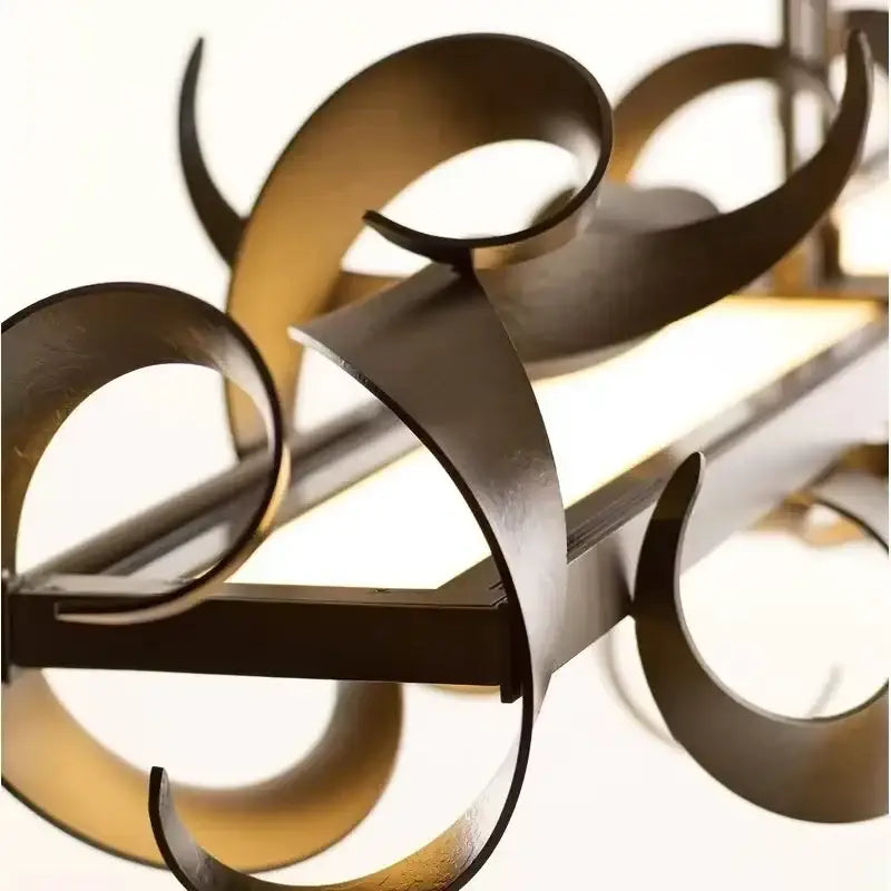 Modern abstract gold & dark bronze led metal pendant light dining room