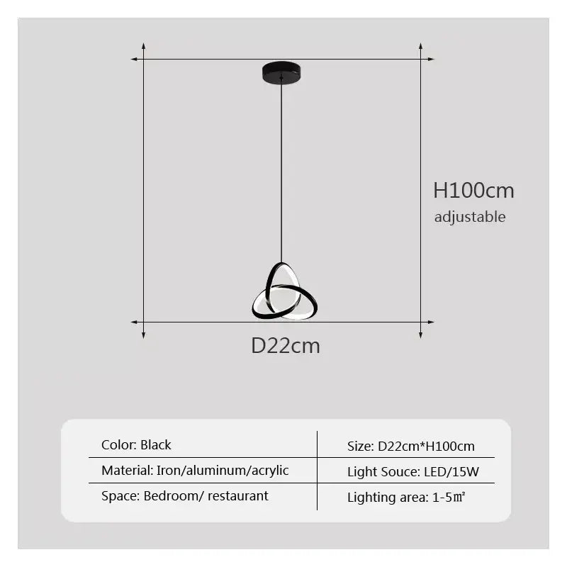 Modern black led minimalist pendant light – living room ring chandelier