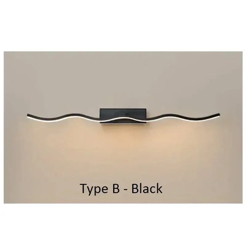 Modern gold wave led mirror bathroom wall sconce light