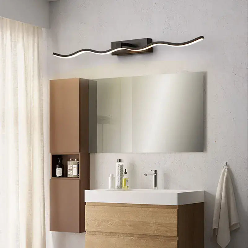 Modern gold wave led mirror bathroom wall sconce light