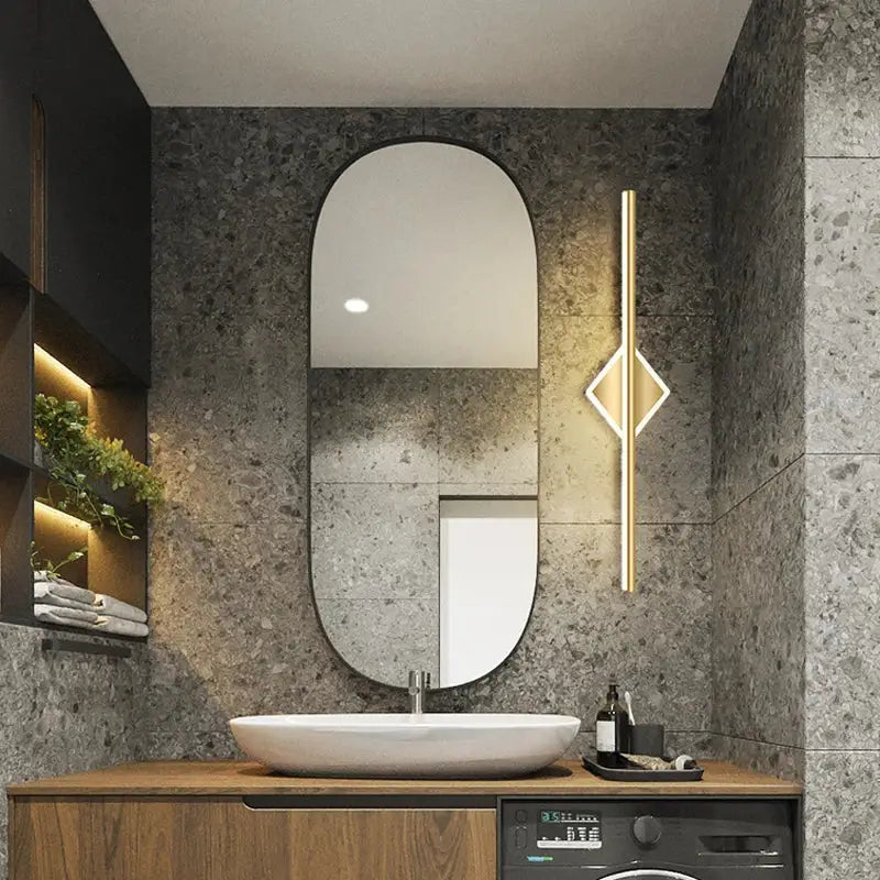 Modern gold & black led mirror light wall lamp bathroom sconce