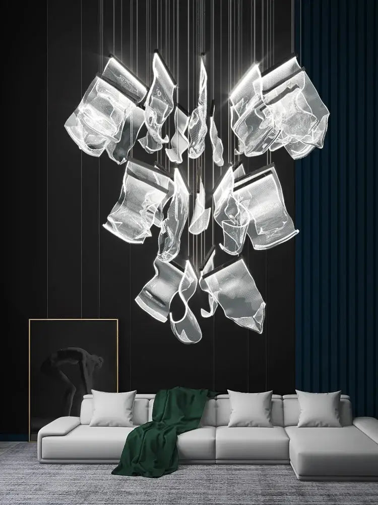 Modern sculptural gold led modern ceiling chandelier living room