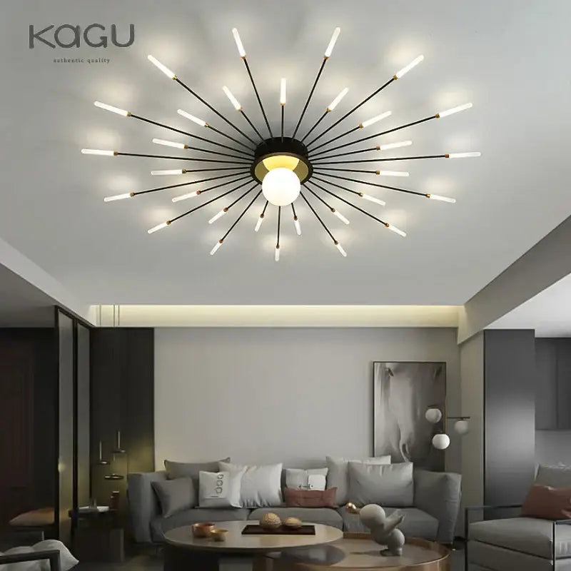Modern black & gold starburst ceiling lights for living room
