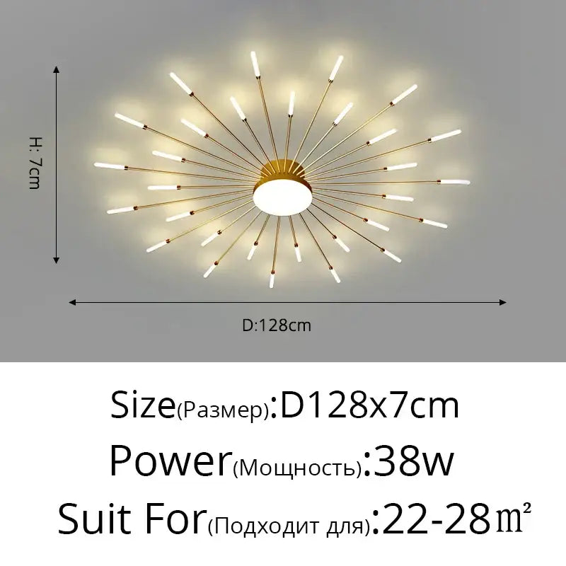 Modern black & gold starburst ceiling lights for living room