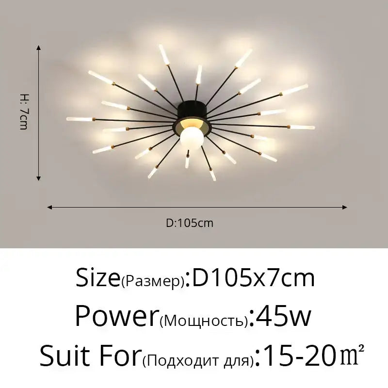 Modern black & gold starburst ceiling lights for living room