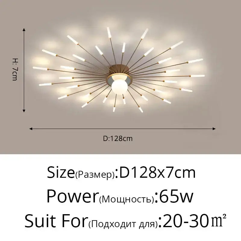 Modern black & gold starburst ceiling lights for living room