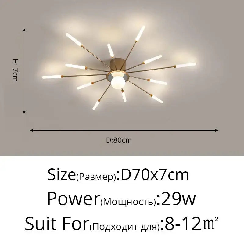 Modern black & gold starburst ceiling lights for living room