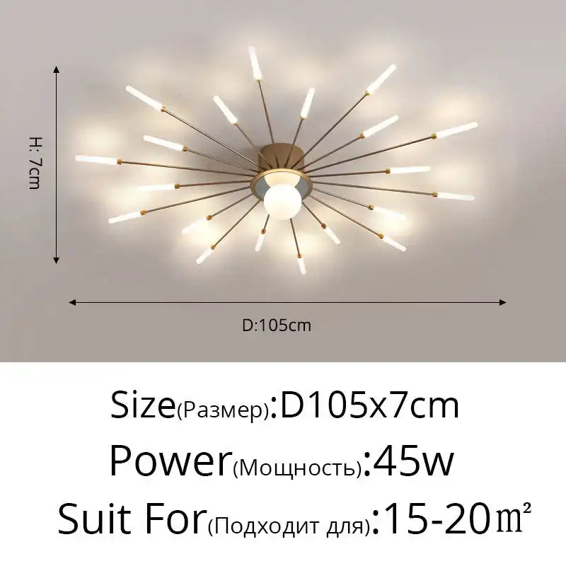 Modern black & gold starburst ceiling lights for living room