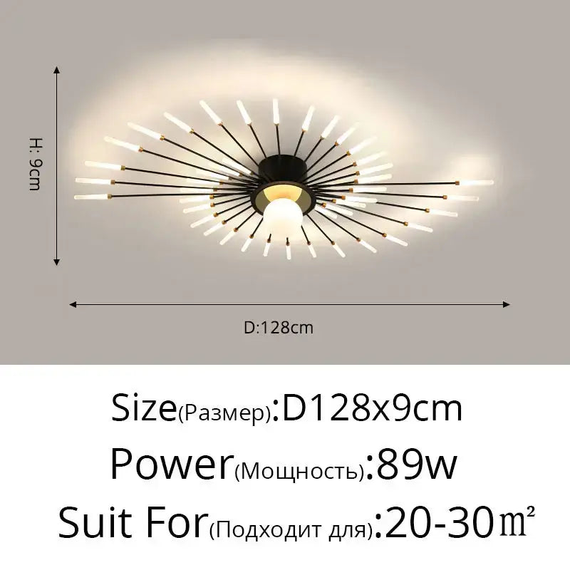 Modern black & gold starburst ceiling lights for living room