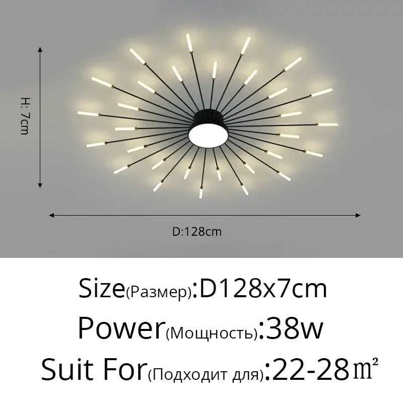 Modern black & gold starburst ceiling lights for living room