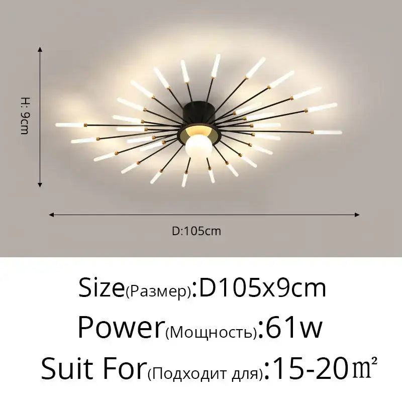 Modern black & gold starburst ceiling lights for living room