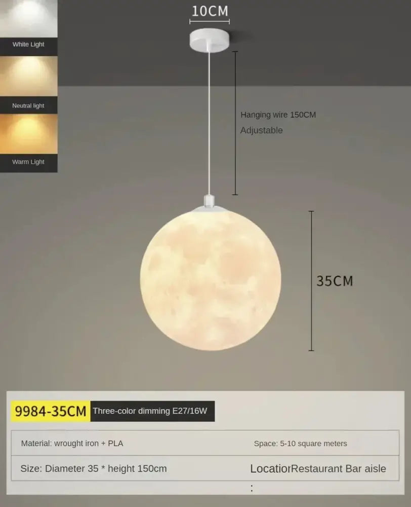 Modern led moon planet ceiling chandelier for bedroom lighting