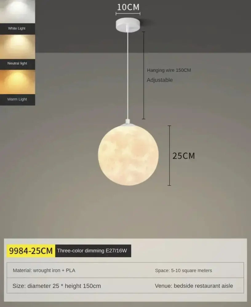 Modern led moon planet ceiling chandelier for bedroom lighting