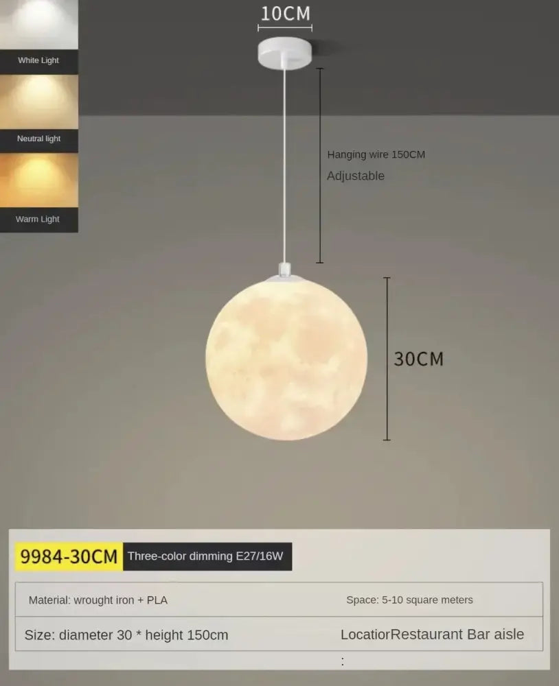 Modern led moon planet ceiling chandelier for bedroom lighting