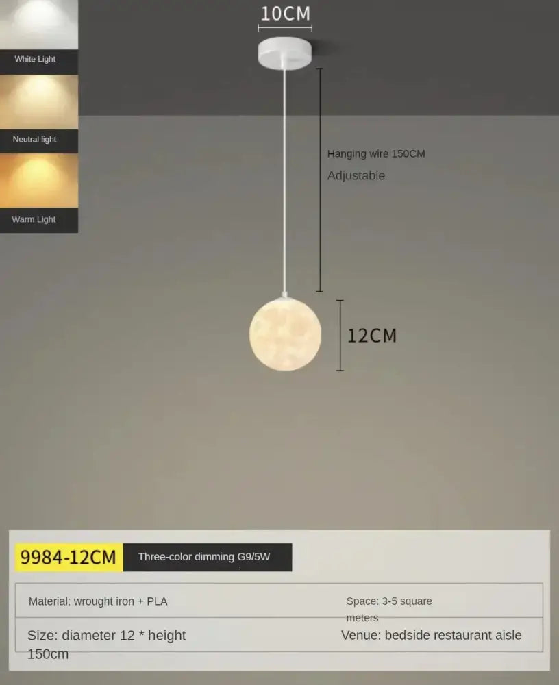 Modern led moon planet ceiling chandelier for bedroom lighting