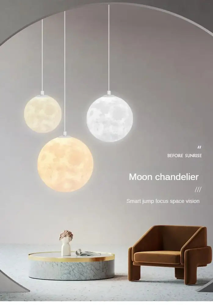 Modern led moon planet ceiling chandelier for bedroom lighting